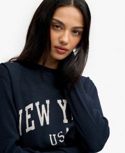Camiseta m/l con letras New York Superdry Eclipse Navy