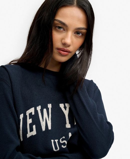 Camiseta m/l con letras New York Superdry Eclipse Navy