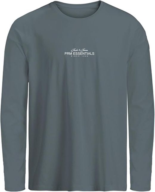 Camiseta m/l con letras prm essentials Jack & Jones Goblin Blue