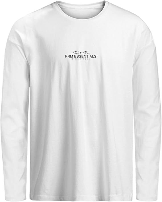 Camiseta m/l con letras prm essentials Jack & Jones White 4XL