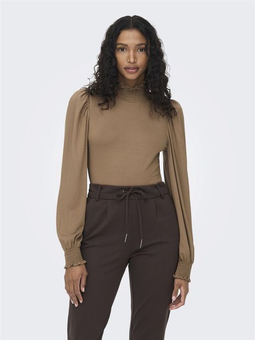 Camiseta m/l con manga abullonada Only Toasted Coconut