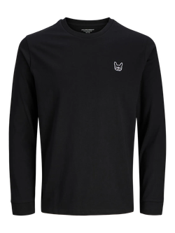 Camiseta m/l con pequeño logo bulldog bordado Jack & Jones Black