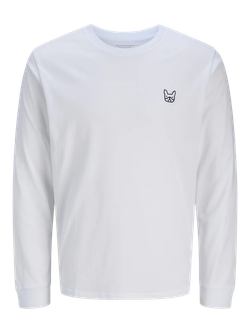 Camiseta m/l con pequeño logo bulldog bordado Jack & Jones Bright White