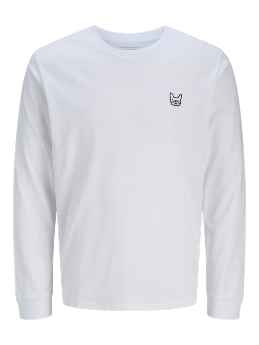 Camiseta m/l con pequeño logo bulldog bordado Jack & Jones Bright White