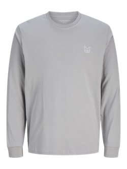 Camiseta m/l con pequeño logo bulldog bordado Jack & Jones Grey