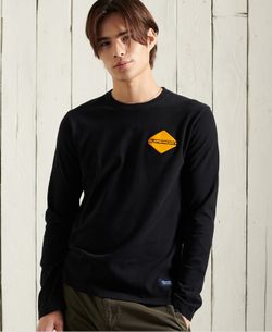 Camiseta m/l con print branding espalda Superdry Black