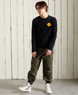 Camiseta m/l con print branding espalda Superdry Black