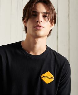 Camiseta m/l con print branding espalda Superdry Black