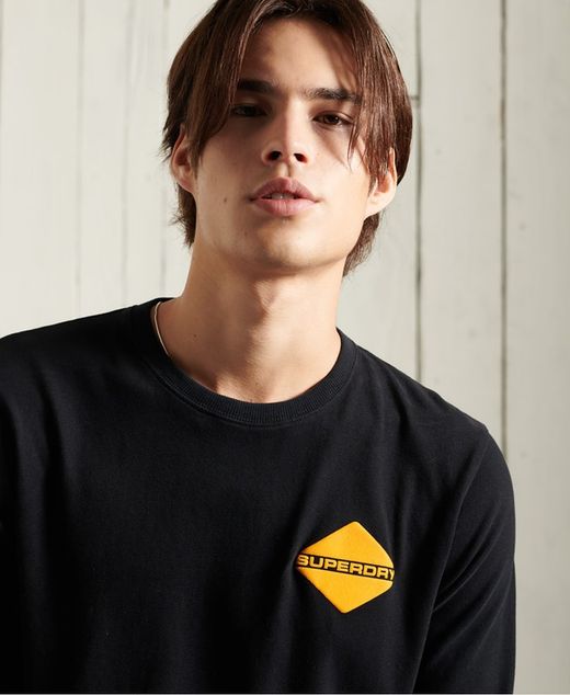 Camiseta m/l con print branding espalda Superdry Black