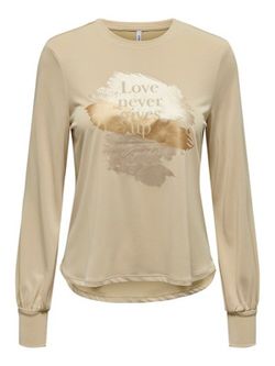 Camiseta m/l con print Love never Only Cream White