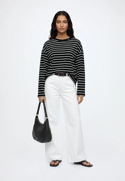 Camiseta m/l con rayas monocolor Only Black
