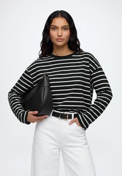 Camiseta m/l con rayas monocolor Only Black
