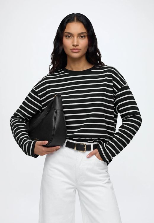 Camiseta m/l con rayas monocolor Only Black