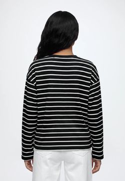 Camiseta m/l con rayas monocolor Only Black