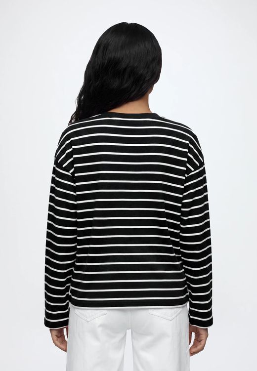 Camiseta m/l con rayas monocolor Only Black