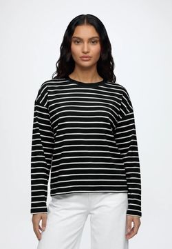 Camiseta m/l con rayas monocolor Only Black