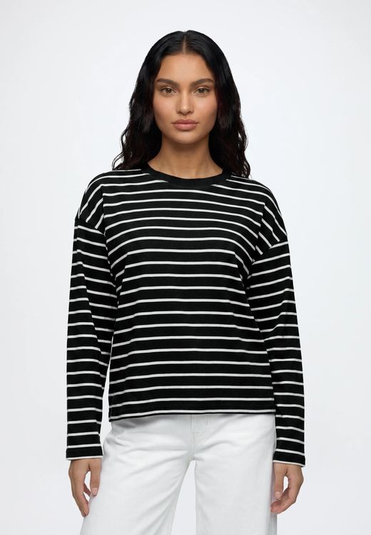 Camiseta m/l con rayas monocolor Only Black