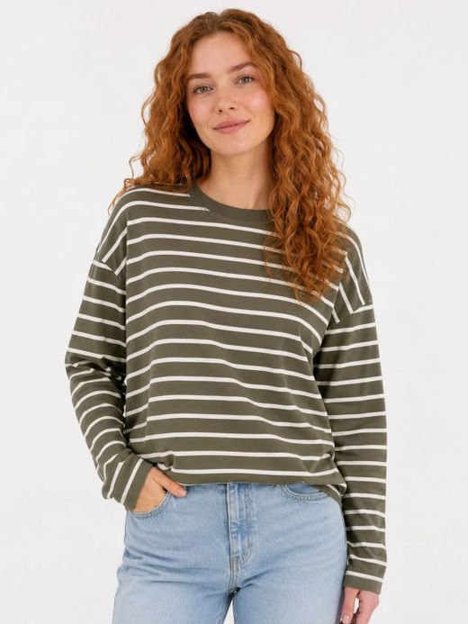 Camiseta m/l con rayas monocolor Only Cardamoon Seed