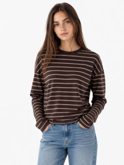 Camiseta m/l con rayas monocolor Only Coffee
