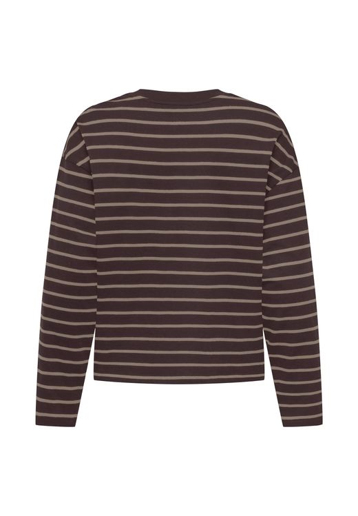 Camiseta m/l con rayas monocolor Only Coffee