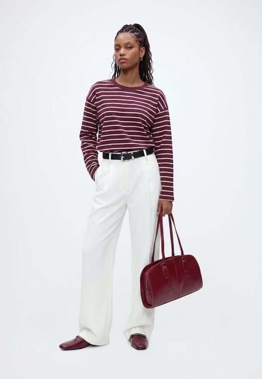 Camiseta m/l con rayas monocolor Only Fir