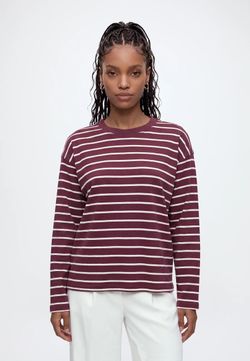 Camiseta m/l con rayas monocolor Only Fir