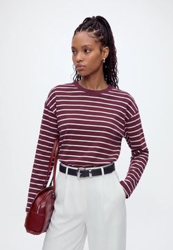 Camiseta m/l con rayas monocolor Only Fir