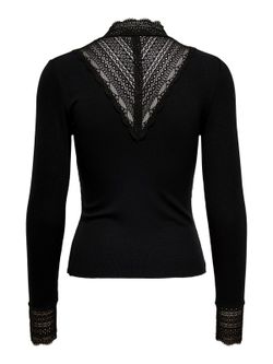 Camiseta m/l de canalé con calados Only Black