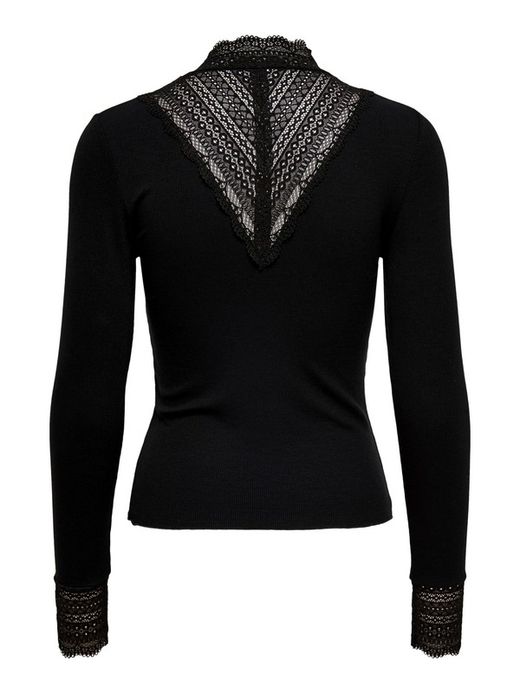 Camiseta m/l de canalé con calados Only Black