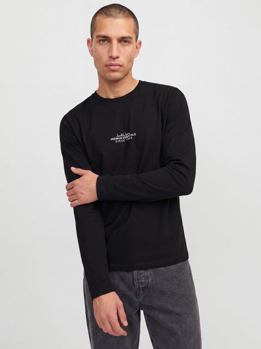 Camiseta m/l de cuello redondo Premium Essentials Jack & Jones Black
