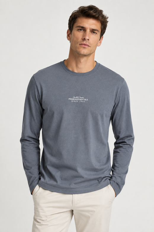 Camiseta m/l de cuello redondo Premium Essentials Jack & Jones Turbulence