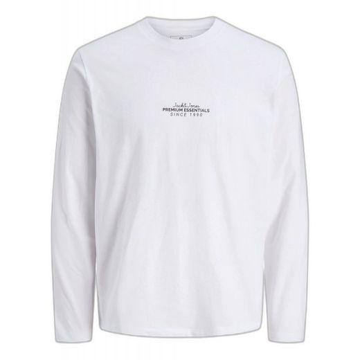 Camiseta m/l de cuello redondo Premium Essentials Jack & Jones White
