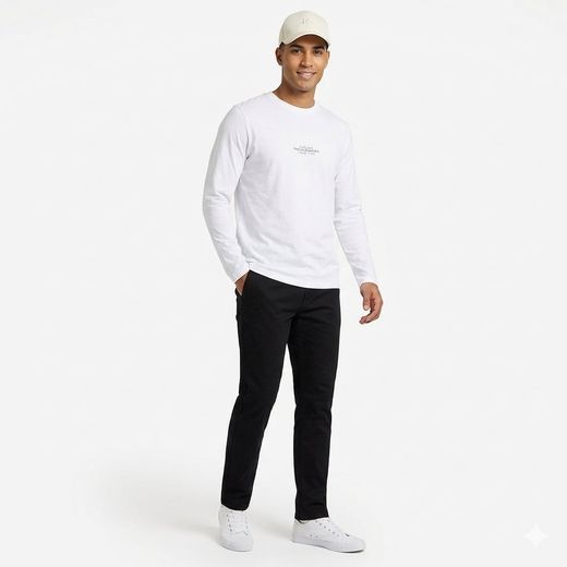 Camiseta m/l de cuello redondo Premium Essentials Jack & Jones White