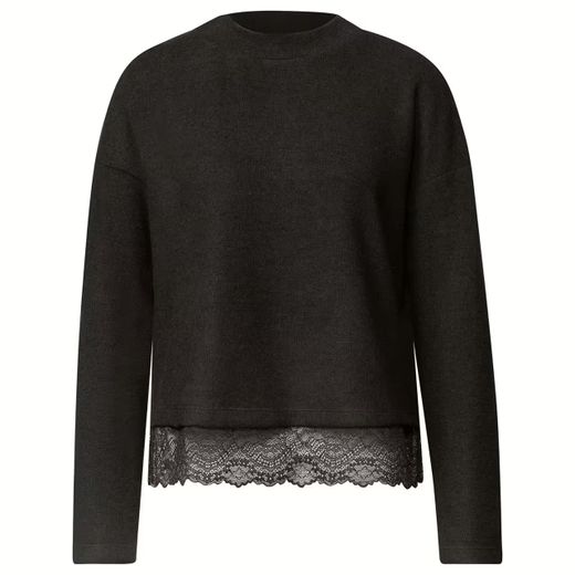 Camiseta m/l de punto con detalle puntilla Street One Coffee