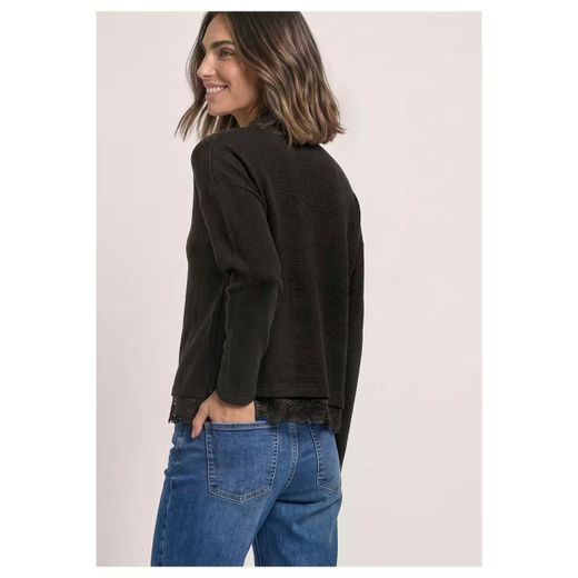 Camiseta m/l de punto con detalle puntilla Street One Coffee