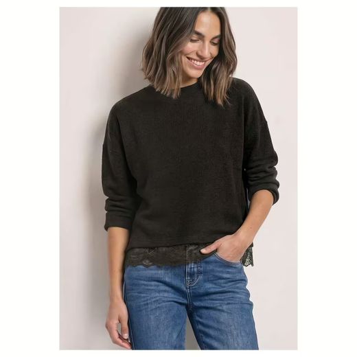 Camiseta m/l de punto con detalle puntilla Street One Coffee