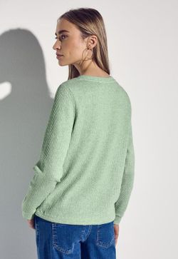 Camiseta m/l de punto granulado Street One Green