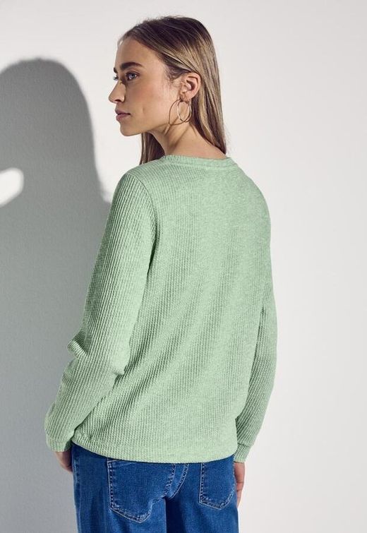 Camiseta m/l de punto granulado Street One Green