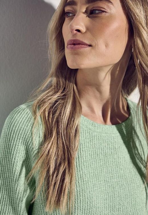 Camiseta m/l de punto granulado Street One Green