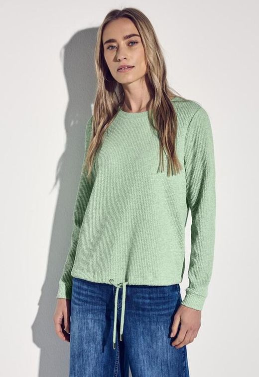 Camiseta m/l de punto granulado Street One Green