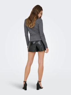 Camiseta m/l lisa de canalé con detalle metalizado Only Black