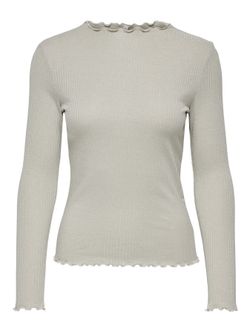 Camiseta m/l lisa de canalé con detalle metalizado Only Oatmeal