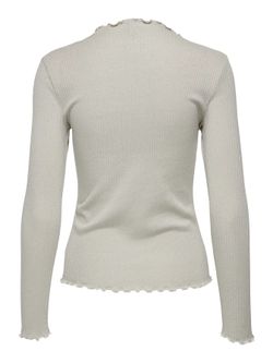 Camiseta m/l lisa de canalé con detalle metalizado Only Oatmeal