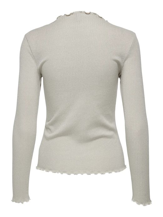 Camiseta m/l lisa de canalé con detalle metalizado Only Oatmeal