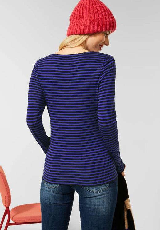 Camiseta m/l rayas finas Street One Dark Navy