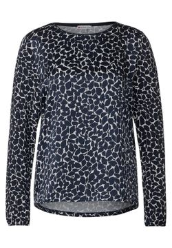 Camiseta m/l satén con estampado floral abstracto Street One Deep Blue