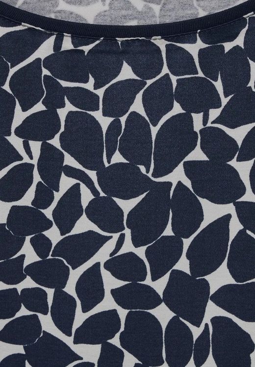 Camiseta m/l satén con estampado floral abstracto Street One Deep Blue