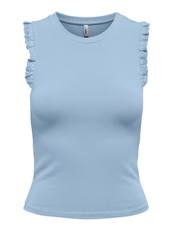 Camiseta sin mangas con detalle volantes Only Chambray Blue