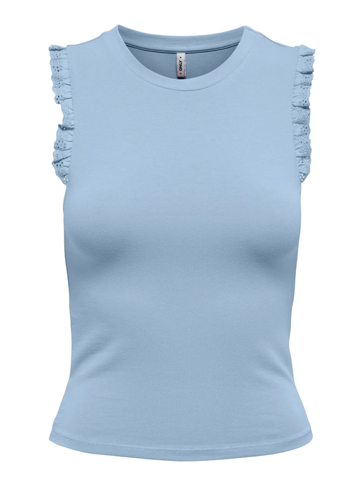Camiseta sin mangas con detalle volantes Only Chambray Blue