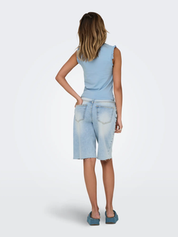 Camiseta sin mangas con detalle volantes Only Chambray Blue